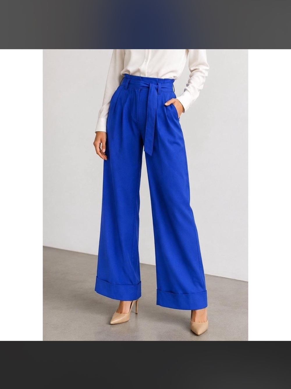 EUC Banana Republic cobalt blue pleated high waist trousers work pants size 2